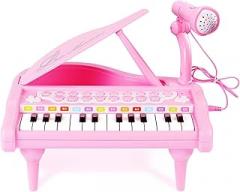 Piano Keyboard Toy for Girls-1 2 3 Year Old Girls First Birthday Gift -24 Keys Toddler Piano Multifunctional Musical Electronic Toy