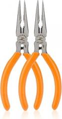 Rongon Small Needle Nose Pliers, 5” Long Nose Plier for Wire Bending, 2 Pack High Carbon Steel Serrated Jaw Pliers for Electronics & Jewelry, Stainless Steel Craft Tools with Non-Slip Grips(2Pcs)