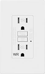 TOPELE 15 Amp GFCI Outlet 125 Volt Tamper-Resistant and Weather-Resistant, Receptacle, Indicator with LED Light, Nylon Wallplate and Screws Included,TR WR White, UL Listed