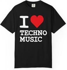 GENERIC I Love Techno Music Black Electronic Dance Music Tee T-Shirt | Design Mantra