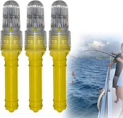 3 Pcs Boat Flares, Electronic Boat Flares Coast Guard Approved Marine, Waterproof Boat Safety Kit Emergency Signals for Fishing Nets, Buoys, Boats (Yellow)