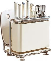 Stainless Steel Knife Organizer, White Multifunctional Countertop Kitchen Storage Rack