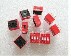 10PCS/Lot DIP Switch 3 Way 2.54mm Toggle Switch Red Snap Switch Electronic