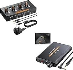 Neoteck Audio Amplifier Kit: 16-600 Ohm Portable Headphone Amp & 4 Channel Stereo Headphone Amplifier, Volume Control, Two-Stage Gain Switch, Metal Construction, 3.5mm Audio Cable for PC/CD/MP3/MP4