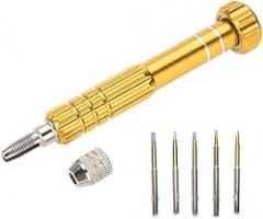 Precision Screwdriver Set, Electronics Screwdriver Handle with 5 Bits Repair Opening Tool Kit for Laptop, Cell Phone,Glasses,Watch, Electronic Toys and Other Electronics Devices (Yellow)