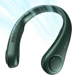 JISULIFE Portable Neck Fan, Hands Free Bladeless Fan, 5 Speeds, 4000 mAh Battery Operated Wearable Personal Fan, Twistable, Rechargeable, Gift for Women Men-Dark Green