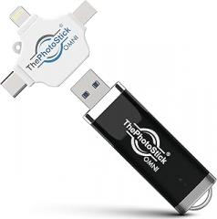 ThePhotoStick® Omni 128GB USB Flash Drive & Memory Stick – Photo & Video Backup for iPhone, Android, Mac & PC – Multiport Connection to Easily Store & Transfer Files