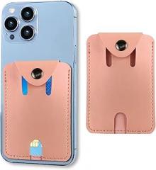 2 Pack Phone Card Holder for Back of Phone, Leather Phone Wallet Stick On, Credit Card Holder for Phone Case Compatible with iPhone, Android Phone - Blush Pink