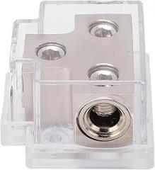 Qiilu Ground Distribution Block 2 Way Power Distribution Block Zinc Alloy Connecting with Plastic Cover for Car Audio
