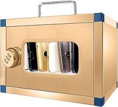 6/16/24 Slots Stainless Steel Cell Phone Storage, Cabinet Mobile Safe with Security Code Lock and Handle, Employee Mobile Device Storage(Yellow,22cm/9in)