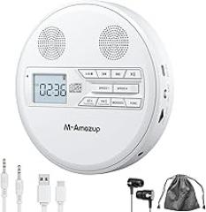 CD Player Portable, Rechargeable Portable CD Player with Dual Speakers and Anti Skip,CD,Dual Bluetooth,FM Transmission,USB,AUX,LCD Display,Sensitive Button,Repeat,10 Speeds for Home Car White