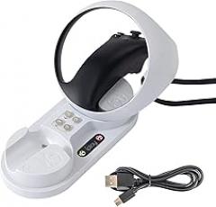 PS VR2 Controller Charging Station, PSVR 2 Double Controller Quickly Charging Dock with LED Indicator, 4 Type-C Magnetic Interface, Type-C Charging Cable