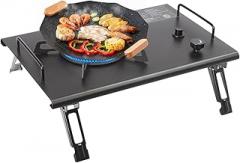 Camping Gas Stove for IGT Table, Electronic Ignition Outdoor Camping Cooking Stove with Storage Bag & Foldable Legs for Spring Trips, Mountaineering 14.17 x 12.4 x 5.04 Inch Black