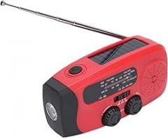 WALFRONT Emergency Crank Weather Radio with 2000mah 7400mWh Rechargeable Battery Flashlight AM FM WB Portable for Camping Hiking SOS Alarm Phone Charger