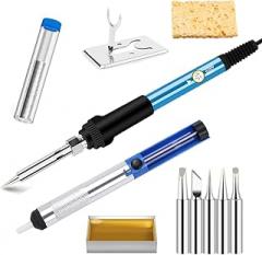 Soldering Iron Kit,60W 110V Adjustable Temperature Soldering Irons with 5PCS Different Sloder Tips,Portable Soldering Kit for Electronic Component Welding and Circuit Repair