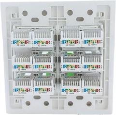 120x120mm RJ45 LAN Panel with 12 Connectors Crimp Cables CAT5E CAT.6 RJ45 T568A/B Internet Socket Plug White(CAT5E)