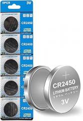 Cotchear 5pcs/Pack CR2450 Coin Battery 550mAh 3V CR 2450 Button Cell Batteries ECR2450 KCR2450 5029LC LM2450 3V Battery for Car Key Remote