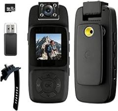 4K WiFi Body Camera with 180° Rotatable Lens, Infrared Night Vision & Real-Time Viewing, Perfect for Outdoor Security, Travel