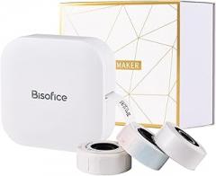 Bisofice Q30 Label Maker Machine with Tape, Mini Label Maker with 3 Rolls Label Tape, Portable Wireless Connection Bluetooth Label Printer Labeler, Compatible with iOS Android