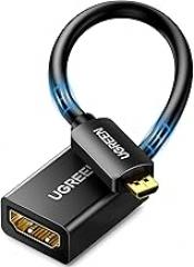 UGREEN Micro HDMI to HDMI Adapter, Male to Female Cable HDMI 2.0 4K@60Hz HDR 3D Dolby 18Gbps High Speed Compatible with Raspberry Pi 5/Pi 4//Pi 500 GoPro Hero 7 6/Retroid Pocket 3+, 0.6FT