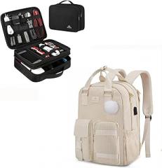 MATEIN Electronics Organizer Travel Case, Water Resistant Cable Organizer Bag for Travel Essentials, 15.6 Inch Travel Laptop Backpack with USB Charging Port