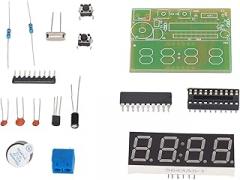 Digital Clock Kit, 4 Digit Electronic DIY Kit with DIY Soldering Practice, Second Correction and Alarm Clock Functions for Schools