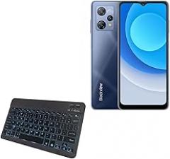 BoxWave Keyboard Compatible with Blackview A53 Pro - SlimKeys Bluetooth Keyboard - with Backlight, Portable Slim LED 7 Colors - Jet Black