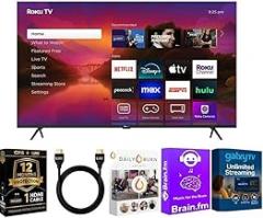 Roku 55-Inch Plus Series 4K QLED Mini-LED Smart TV, Dolby Vision & Atmos, HDR Plus, Bluetooth, Wi-Fi, 60Hz, Voice Control, Streaming Bundle with UAX HDMI Cable & 12-Month CPS Protection Plan
