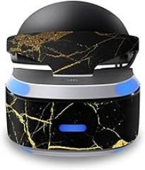 MightySkins Skin Compatible with Sony Playstation VR wrap Cover Sticker Skins Black Gold Marble
