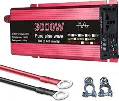 Pure Sine Wave Power Inverter Peak 3000W Power Converter DC 12V/24V to AC 110V/220V Solar Inverter for Small Household Electronic Devices,3k~24v~220v~50hz