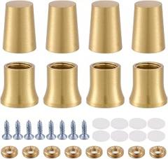 8 PCS Brass Wood Cutting Board Feet Jewelry Box Walnut Wood Board Display Tray Riser Feet with Rubber Pad and Screws for Kitchen, Furniture, Electronics