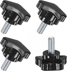 4-Pack Star Clamping Knobs, M8x20mm Male Thread Hand Tightening Screw for Machinery/Electronic/Furniture/Umbrella Base, Machine Handle Replacement [39mm, Black]