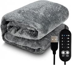 Aboiled USB Electric Heating Blanket - Plush Winter Heater Blanket with Adjustable Temperature & Timer, 80x160 cm