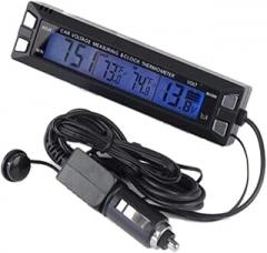 Eaglerich Dashboard Clock Mini Electronic Clock Multifunctional 3 in 1 Car Luminous Clock Car Thermometer Voltmeter Car Inside and Outside Temperature Voltage Alarm