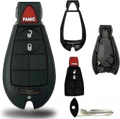 1 New Keyless Entry 3 Buttons Remote Key Fob Fobik Shell / CASE M3N5WY783X, IYZC01C 56046707AE for Chrysler Town Country Dodge Challenger Charger Durango Grand Caravan (No Electronics or Chip Inside)