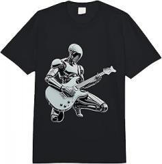Robot Lovers Designs Funny Robot Playing Electric Guitar Electronic Music Lover Comfort Colors Adult Heavyweight T-Shirt