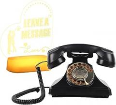 Audio Guest Book Telephone with Free LED Wedding Sign | Vintage-Style Audio Guestbook Wedding VoiceMessage Phone| Everything Included and Ready to Go | Retro Rotary Wedding GuestBooks Phone (Black)