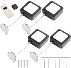 Generic 6.5 Ft Anti-Theft Retractable Tether Lock, Adjustable Retention Length, Drilling Or Self-Adhesive Installation, 4 Pcs Retractable Remote Control Cable Tethers for Electronics