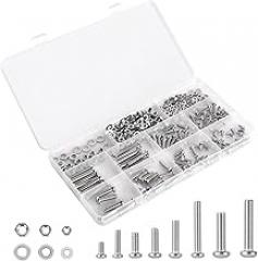 351pcs 304 Stainless Steel Cross Recessed Machine Screw Bolts Nut Washer Assortment Kit - (M3/M4/M5) 8 Sizes for Mechanical Assembly, DIY Projects, Electronics Repair.