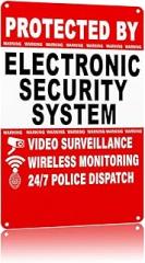 Vintage Metal Signs Poster Protected Electronic Security System Wall Art for Bedroom Home Yard Sign Outdoor Lawn Garden Bar Decor 8X12inch