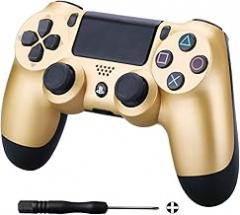 Front + Bottom Shell Housing Case for PS4 Slim & PS4 PRO JDM-040 Controller DIY Customize Replacement Repair Kit Faceplate Champagne Gold