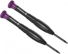 Tiny Torx Screwdriver, 109mm Length, Steel T7 Star Head Screw Driver with Swivel Lid Non-Slip Grip - (Applications: for Eyeglasses Watches Electronics Computer), 2pieces