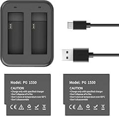 AKASO Brave 8/Brave 8 Lite 2 x 1350mAh Rechargeable Action Camera Battery with USB Dual Charger