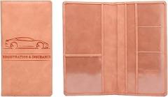 Car Registration & Insurance Card Holder Glove Box Organizer Premium PU Leather Car Document Wallet Driver's License Organizer,Pink