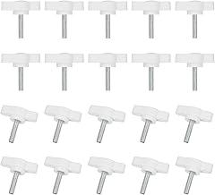 MECCANIXITY Knurled Clamping Knobs Handle Thumb Screws Bolt Knobs M4 x 16 mm Male Thread 27 mm Head for Electronics Automotive Furniture Assembly Wood Working DIY Projects(White, Pack of 20)
