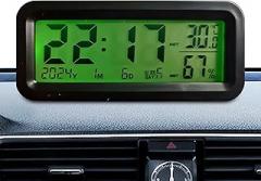 Car Clock - Miini Digital Clock, Dashboard Clocks, Luminous Small Humidity Monitor, Portable Adhesive Electronic Alarm for Truck Auto Automotive Scooter Sedan Pickup SUV Console Air Vent Driving