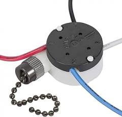 Ceiling Fan 3 Speed Switch-with 4 Pre-Installed Wires,Zing Ear ZE-208s E89885 4 Wire Pull Chain Switch Fan Light Switch Replacement Part (Black Chain)
