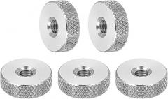 Pack of 5 M5 Flat Knurled Nuts 304 Stainless Steel Flat Head Diamond Knurling Through Hole Adjustment Nut Fasteners for Electronics Machines Diameter 16 x Height 5 mm