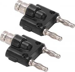 Banana Plug Connector BNC Female to Double Row Adapter High Precision Durable Brass ABS Insulation for Electronic Instruments Industrial Equipment 4mm 2PCS