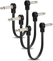 3-Pack Professional Guitar Patch Cables - 6 Inch 1/4 TS Flat Ultra-Thin Effect Guitar Pedal Patch Cables (Right-Angle, Black) for Effect Pedal Instrument Cable, Maximize Pedalboard Space
